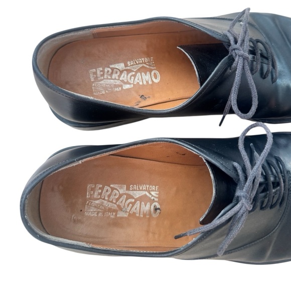 Salvatore Ferragamo 3732 Black Leather Lace Up Derby Dress‎ Shoes Size 10 - Picture 6 of 11